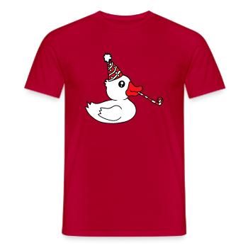 Canard Fête Serviette Chapeau Anniversaire Célébrer le Nouvel An - T-shirt homme - rouge - Devant - AI Model Male 178 dark (178cm)