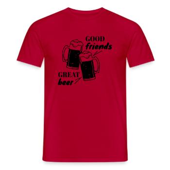 Good Friends, Great Beer - Men's T-Shirt - red - Front - AI Model Male 178 dark (178cm)