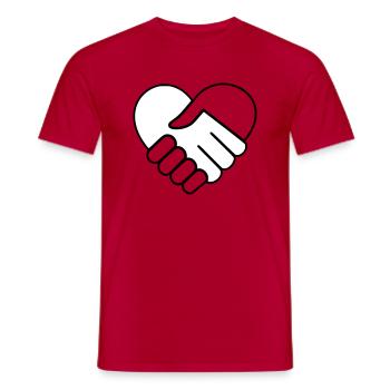Heart hand in hand white-colorless - Men's T-Shirt - red - Front - AI Model Male 178 dark (178cm)