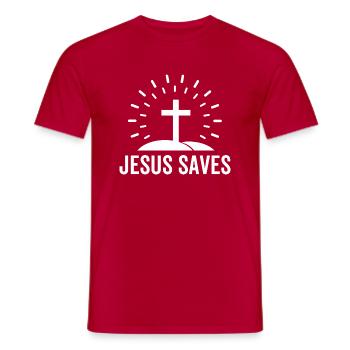 Jésus sauve - T-shirt homme - rouge - Devant - AI Model Male 178 dark (178cm)