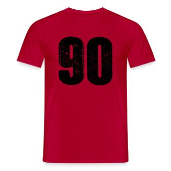 90 number jersey - Men's T-Shirt - red - Front - AI Model Male 178 dark (178cm)