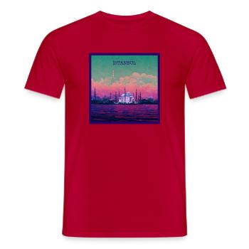 Affiche esthétique rétro Vaporwave ville d’Istanbul - T-shirt homme - rouge - Devant - AI Model Male 178 dark (178cm)