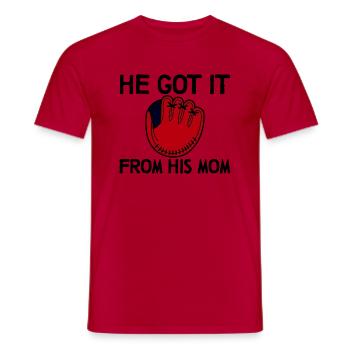 He Got It From His Mom 2 - Männer T-Shirt - Rot - Vorne - AI Model Male 178 dark (178cm)