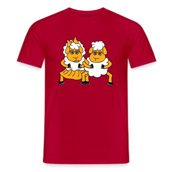 2 Schafe Pärchen Müde Gelangweilt Freunde Verliebt - Männer T-Shirt - Rot - Vorne - AI Model Male 178 dark (178cm)
