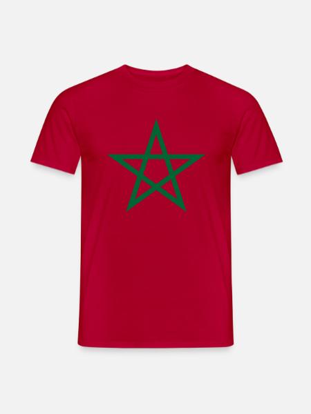 Marokko T-Shirt - grüner Stern, roter Hintergrund - Männer T-Shirt - Rot