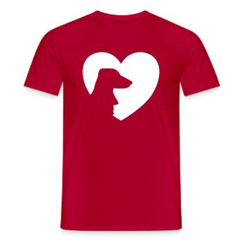 Cœur de chien J’aime le cadeau de cœur de teckel teckel - T-shirt homme - rouge - Devant - AI Model Male 178 dark (178cm)