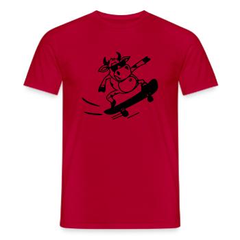 Cow Skateboard Funny Gift Idea - Men's T-Shirt - red - Front - AI Model Male 178 dark (178cm)