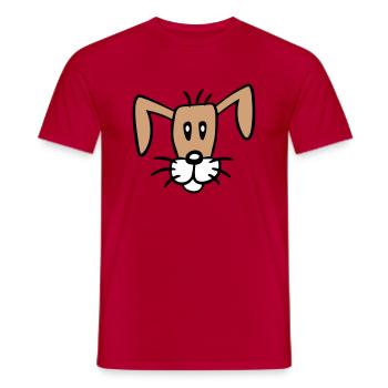 Dog Face Small Happy Puppy Pet - Men's T-Shirt - red - Front - AI Model Male 178 dark (178cm)