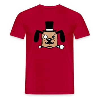 Chien M. Sir Cylindre Chapeau Monocle Lunettes Empire - T-shirt homme - rouge - Devant - AI Model Male 178 dark (178cm)