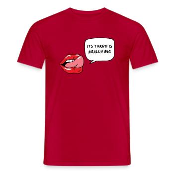 Son turbo est vraiment un gros tee - T-shirt homme - rouge - Devant - AI Model Male 178 dark (178cm)