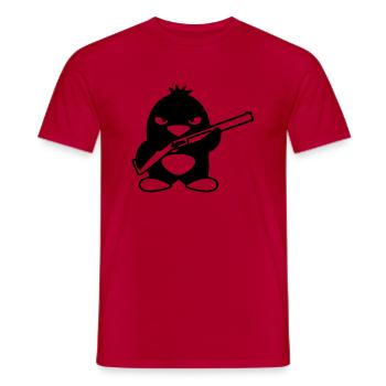 Shotgun Penguin - Men's T-Shirt - red - Front - AI Model Male 178 dark (178cm)