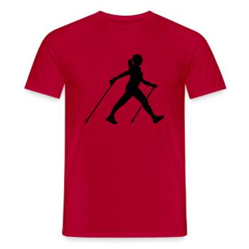 Nordic walking - Männer T-Shirt - Rot - Vorne - AI Model Male 178 dark (178cm)