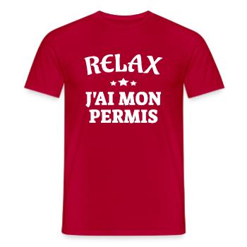 Relax - J'ai mon permis (White) - T-shirt homme - rouge - Devant - AI Model Male 178 dark (178cm)