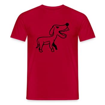 Dog, Furious, Biting, , Aggressive, Attack - Men's T-Shirt - red - Front - AI Model Male 178 dark (178cm)