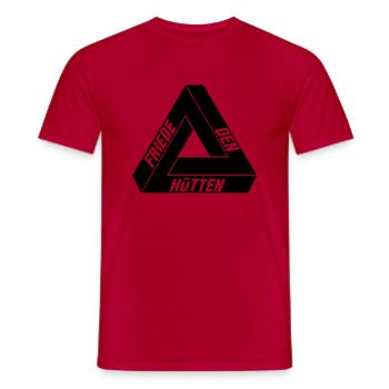 Friede den Hütten - Männer T-Shirt - Rot - Vorne - AI Model Male 178 dark (178cm)