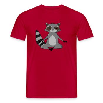 Waschbär Yoga Geschenkidee - Männer T-Shirt - Rot - Vorne - AI Model Male 178 dark (178cm)
