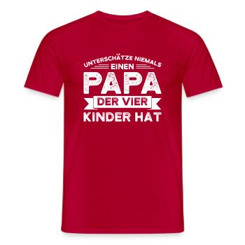 Papa 4 Kinder Papa von 4 Kindern Geschenk - Männer T-Shirt - Rot - Vorne - AI Model Male 178 dark (178cm)
