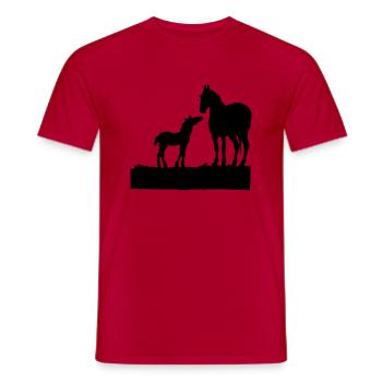 Pferd - Männer T-Shirt - Rot - Vorne - AI Model Male 178 dark (178cm)