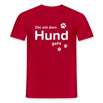 Dog Hund - Männer T-Shirt - Rot - Vorne - AI Model Male 178 dark (178cm)