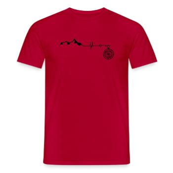 Heartbeat - Compass - Mountain - (6) - Men's T-Shirt - red - Front - AI Model Male 178 dark (178cm)