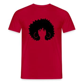 closed eyes black woman afro hairstyle female - Men's T-Shirt - red - Front - AI Model Male 178 dark (178cm)