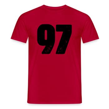 Maillot numéro 97 - T-shirt homme - rouge - Devant - AI Model Male 178 dark (178cm)