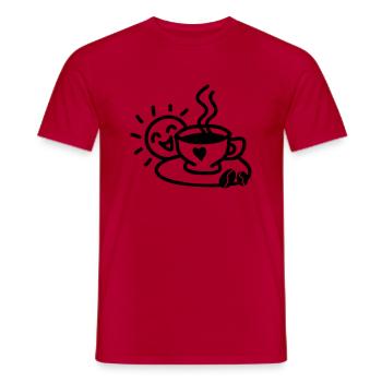 Tasse à café amour - T-shirt homme - rouge - Devant - AI Model Male 178 dark (178cm)