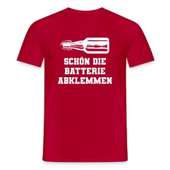 Schön die Batterie abklemmen - Männer T-Shirt - Rot - Vorne - AI Model Male 178 dark (178cm)