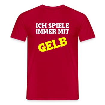 Ich Spiele Immer mit Gelb Brettspiele - Männer T-Shirt - Rot - Vorne - AI Model Male 178 dark (178cm)