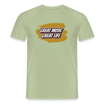 Grande musique Grande vie - T-shirt homme - vert sauge - Devant - AI Model Male 178 light (178cm)