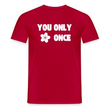 YOLO - Du lebst nur einmal - Sakura - Männer T-Shirt - Rot - Vorne - AI Model Male 178 dark (178cm)