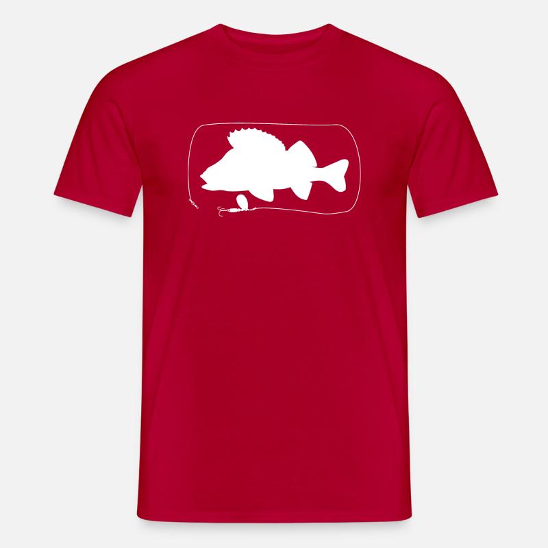 Barsch mit Spinner - Männer T-Shirt - Rot