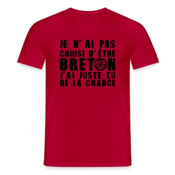 pas choisi etre breton juste chance expression - T-shirt homme - rouge - Devant - AI Model Male 178 dark (178cm)