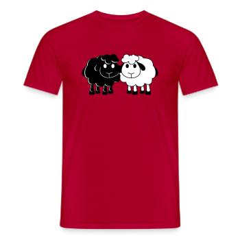 Two Sheep Friends Couple 2 Team Crew Small Baby - Men's T-Shirt - red - Front - AI Model Male 178 dark (178cm)