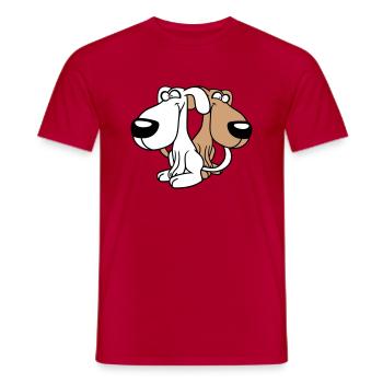 2 Dog Friends Team Crazy Funny Crew Brothers - T-shirt homme - rouge - Devant - AI Model Male 178 dark (178cm)