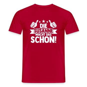 Susanne - Männer T-Shirt - Rot - Vorne - AI Model Male 178 dark (178cm)