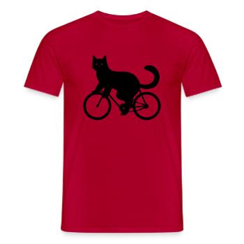 Chat à vélo - T-shirt homme - rouge - Devant - AI Model Male 178 dark (178cm)