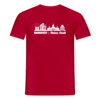 HANNOVER Meine Stadt - Männer T-Shirt - Rot - Vorne - AI Model Male 178 dark (178cm)