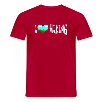 i love hiking Hiking Nature - Men's T-Shirt - red - Front - AI Model Male 178 dark (178cm)