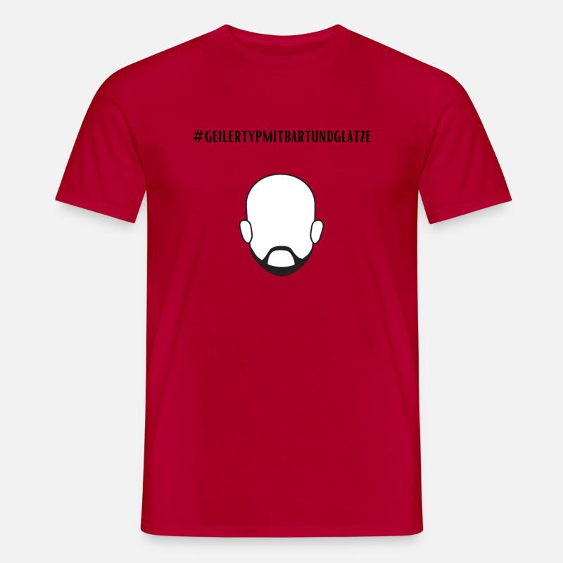 Geiler Typ Mit Bart & Glatze Glatzkopf Bartträger - Männer T-Shirt - Rot