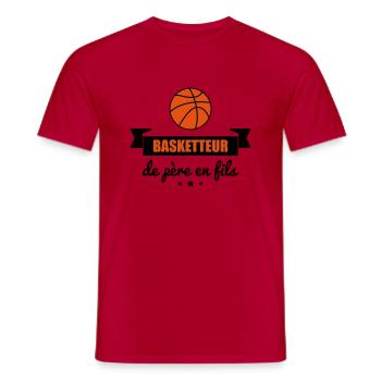 Basketteur de père en fils - T-shirt homme - rouge - Devant - AI Model Male 178 dark (178cm)
