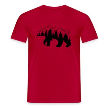Bär Wald Berge - Männer T-Shirt - Rot - Vorne - AI Model Male 178 dark (178cm)