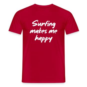Surfing makes me happy - Men's T-Shirt - red - Front - AI Model Male 178 dark (178cm)