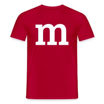 Letter "m" white - Men's T-Shirt - red - Front - AI Model Male 178 dark (178cm)