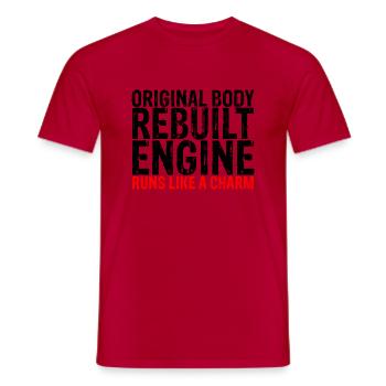 Original Body, Rebuilt Engine, Runs Like A Charm 2 - Men's T-Shirt - red - Front - AI Model Male 178 dark (178cm)