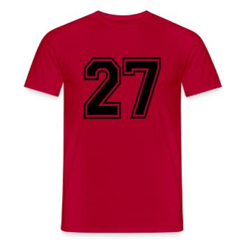 27 - Männer T-Shirt - Rot - Vorne - AI Model Male 178 dark (178cm)