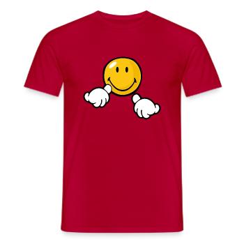 Smiley Attention - Männer T-Shirt - Rot - Vorne - AI Model Male 178 dark (178cm)