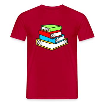Livre livre pile livres Littérature - T-shirt homme - rouge - Devant - AI Model Male 178 dark (178cm)