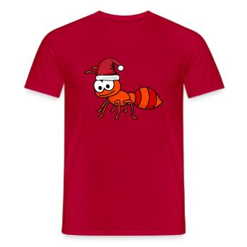 Ant Comic Christmas - Men's T-Shirt - red - Front - AI Model Male 178 dark (178cm)