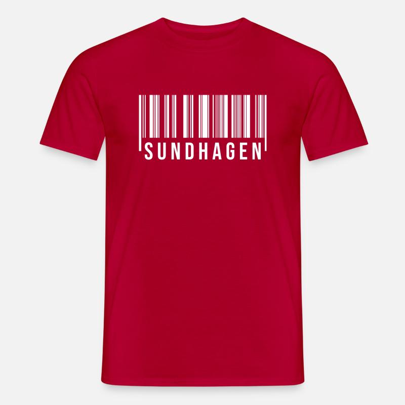 Sundhagen Strichcode - Männer T-Shirt - Rot